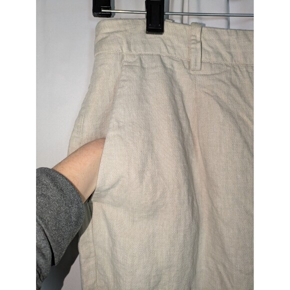 H&M Pants 10 Women's Beige High Rise Straight Leg Linen Blend Ankle Casual - Picture 3 of 8